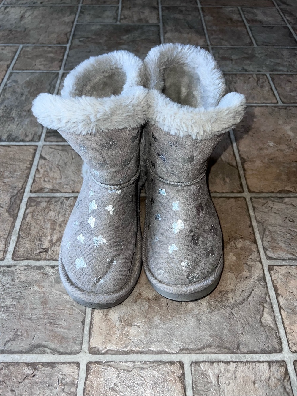 Kids sz 3 Cozy Faux-Fur Lined Butterfly Boots